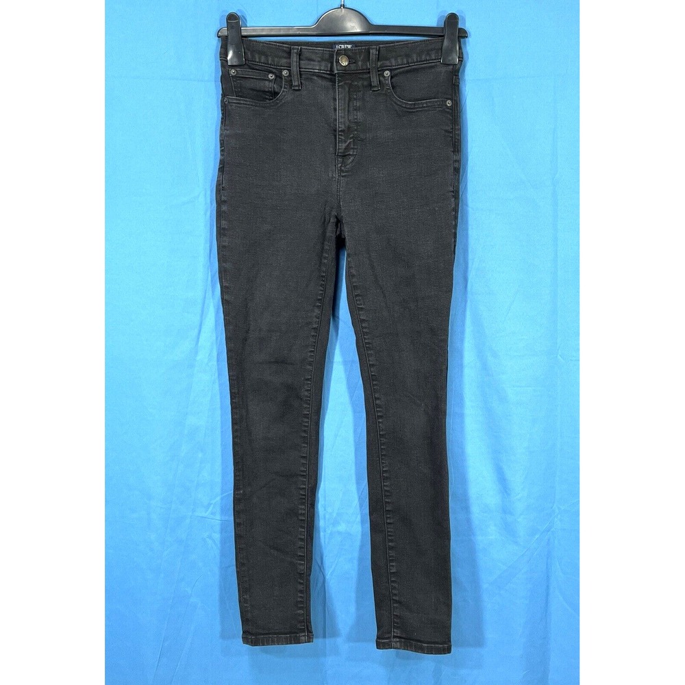 J CREW Black STRETCH DENIM 10" High-Rise 5-POCKET Women's SKINNY JEANS Sz 28